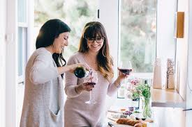 Wine magic: girlfriend party of two.