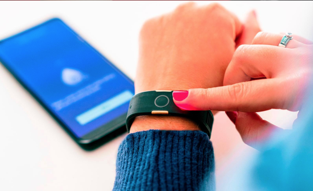 BioSense band with a phone app that collects data and monetizes health services.
